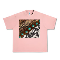 Salmon leopard and cowhide gemstone leather Urban Heavy Tee - BarkalooDesign
