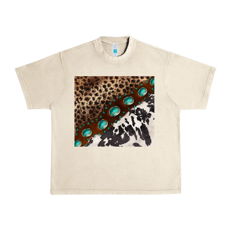 Leopard And Cowhide Gemstone Leather Urban Heavy Tee by BarkalooDesign | Teevron