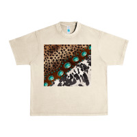 Sandshell leopard and cowhide gemstone leather Urban Heavy Tee - BarkalooDesign