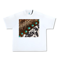 White leopard and cowhide gemstone leather Urban Heavy Tee - BarkalooDesign