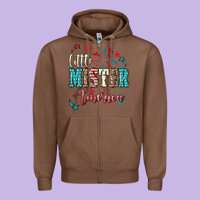 Little Mister America Zipper Hoodie Designed By Nancycooperartshop