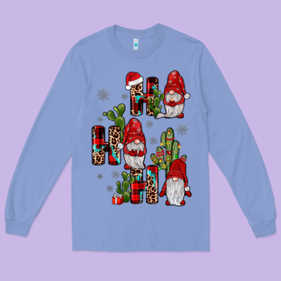 Ho Ho Ho Gnome Long Sleeve Tee Designed By Jahusdesignshop
