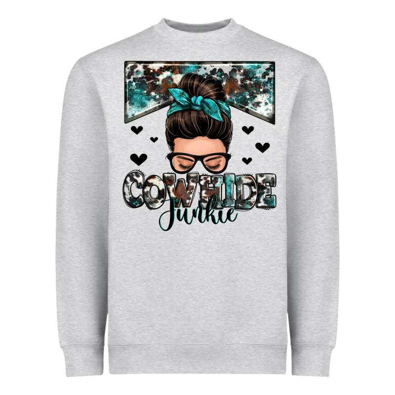 Cowhide Junkie Messy Bun Heavyweight Sweatshirt by Zillion Design Studio | Teevron