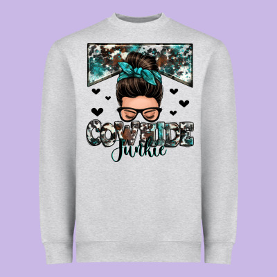 Cowhide Junkie Messy Bun Heavyweight Sweatshirt Designed By Zillion Design Studio