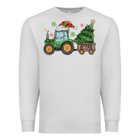 Dove Grey christmas tractor Premium Sweatshirt - MaliasSmallBusiness