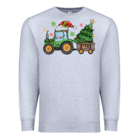 Heather Grey christmas tractor Premium Sweatshirt - MaliasSmallBusiness
