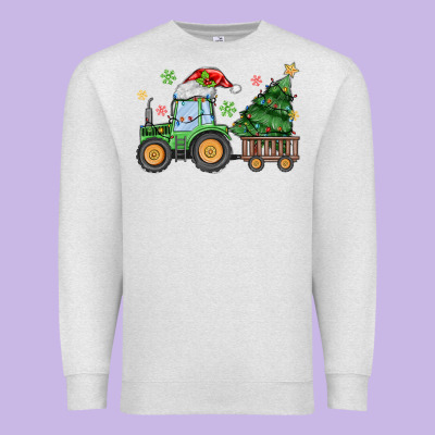 Christmas Tractor Premium Sweatshirt Designed By Maliassmallbusiness
