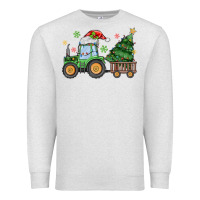 Oatmeal Heather christmas tractor Premium Sweatshirt - MaliasSmallBusiness