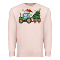 Pale Pink christmas tractor Premium Sweatshirt - MaliasSmallBusiness
