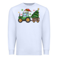 White christmas tractor Premium Sweatshirt - MaliasSmallBusiness