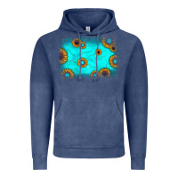 Vintage Denim turquoise gemstone sunflower background Vintage Hoodie - JahusDesignShop