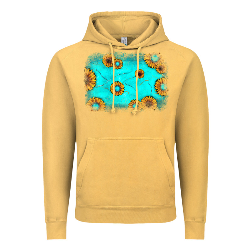Turquoise Gemstone Sunflower Background Vintage Hoodie by JahusDesignShop | Teevron