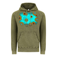 Vintage Olive turquoise gemstone sunflower background Vintage Hoodie - JahusDesignShop