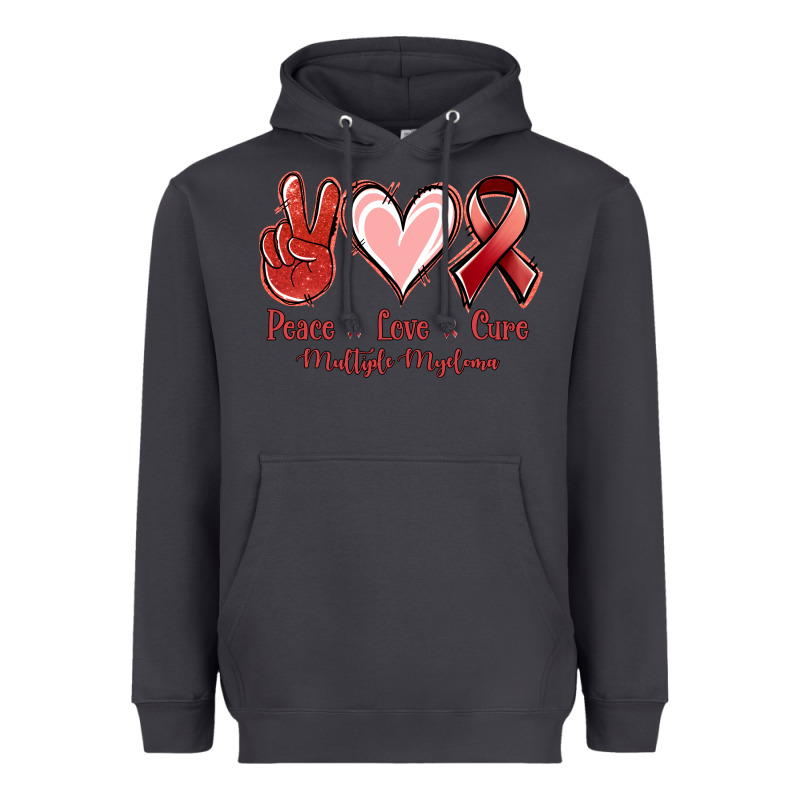 Peace Love Cure Multiple Myeloma Heavyweight Hoodie by NancyCooperArtShop | Teevron