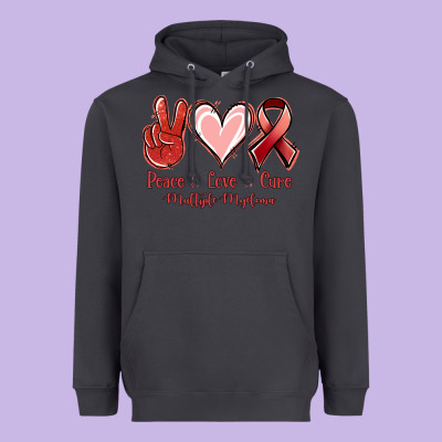Peace Love Cure Multiple Myeloma Heavyweight Hoodie Designed By Nancycooperartshop