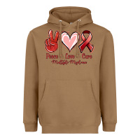 Toasted Coconut Peace love cure Multiple Myeloma Heavyweight Hoodie - NancyCooperArtShop