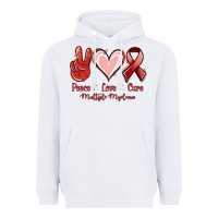 White Peace love cure Multiple Myeloma Heavyweight Hoodie - NancyCooperArtShop
