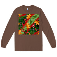 Chestnut christmas gingerbread man and candy cane seamless pattern Long Sleeve Tee - BundleAndBundleShop