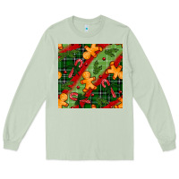 Matcha christmas gingerbread man and candy cane seamless pattern Long Sleeve Tee - BundleAndBundleShop