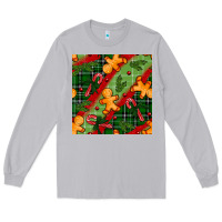 Moon Dust christmas gingerbread man and candy cane seamless pattern Long Sleeve Tee - BundleAndBundleShop