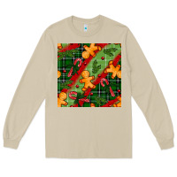 Mushroom christmas gingerbread man and candy cane seamless pattern Long Sleeve Tee - BundleAndBundleShop