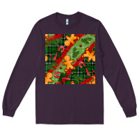 Plum christmas gingerbread man and candy cane seamless pattern Long Sleeve Tee - BundleAndBundleShop