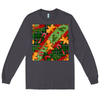 Smoke christmas gingerbread man and candy cane seamless pattern Long Sleeve Tee - BundleAndBundleShop