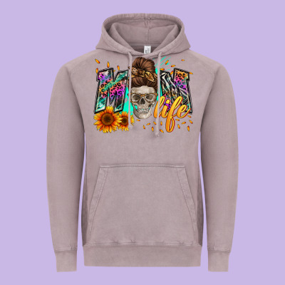 Mom Life With Skull Vintage Hoodie Designed By Zillion Design Studio