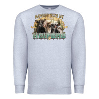Heather Grey hanging with my heifers Premium Sweatshirt - NancyCooperArtShop
