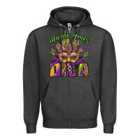 Charcoal Heather mardi gras diva Zipper Hoodie - Jasminsmagicworld