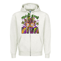 Oatmeal Heather mardi gras diva Zipper Hoodie - Jasminsmagicworld