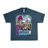 Midnight Navy Winter tis the season skeleton Urban Heavy Tee - FaDigitalArtStudio
