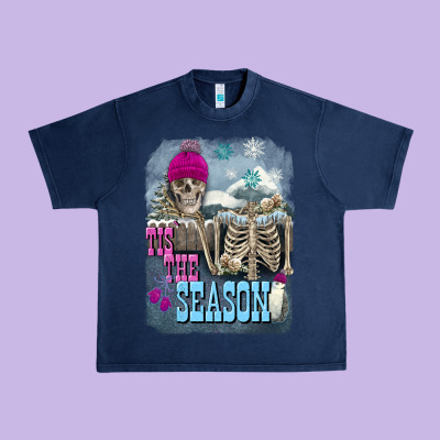 Winter Tis The Season Skeleton Urban Heavy Tee Designed By Fadigitalartstudio