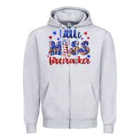 Heather Grey little miss firecracker Zipper Hoodie - NancyCooperArtShop