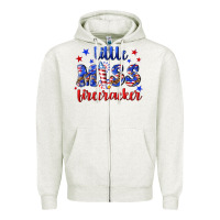 Oatmeal Heather little miss firecracker Zipper Hoodie - NancyCooperArtShop