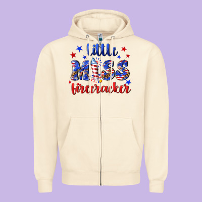 Little Miss Firecracker Zipper Hoodie Designed By Nancycooperartshop