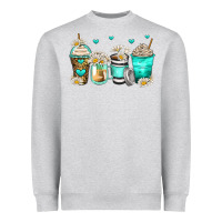 Heather Grey daisy coffee cups Heavyweight Sweatshirt - Zillion Design Studio