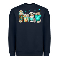 Navy daisy coffee cups Heavyweight Sweatshirt - Zillion Design Studio