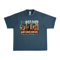 Midnight Navy just a girl who loves horses Urban Heavy Tee - CowhideDigitalArt