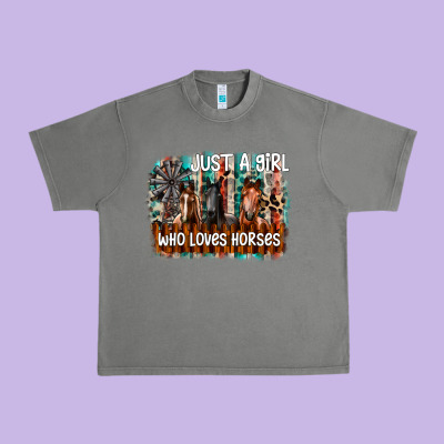 Just A Girl Who Loves Horses Urban Heavy Tee Designed By Cowhidedigitalart