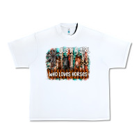 White just a girl who loves horses Urban Heavy Tee - CowhideDigitalArt
