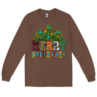 Chestnut merry christmas with christmas trees Long Sleeve Tee - AdoDesignShop