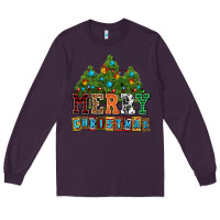 Plum merry christmas with christmas trees Long Sleeve Tee - AdoDesignShop
