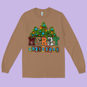 Merry Christmas With Christmas Trees Long Sleeve Tee Designed By Adodesignshop