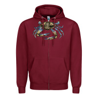 Burgundy Crab Zipper Hoodie - LillyAllenDesigns