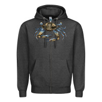 Charcoal Heather Crab Zipper Hoodie - LillyAllenDesigns