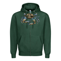 Sports Green Crab Zipper Hoodie - LillyAllenDesigns