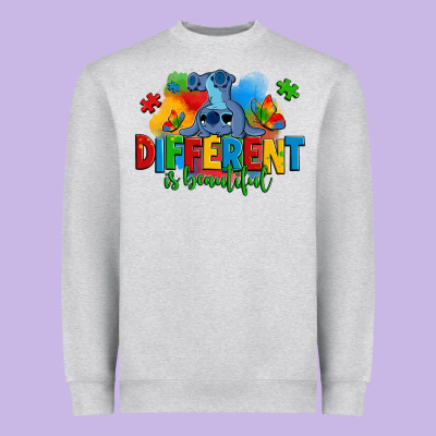 Different Is Beautiful Autism Stitch Heavyweight Sweatshirt Designed By Zillion Design Studio
