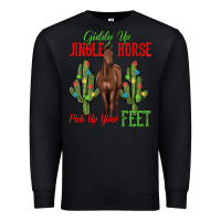 Black giddy up jingle horse pick up your feet Premium Sweatshirt - MaliasSmallBusiness