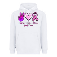 White Peace love cure Breast Cancer Heavyweight Hoodie - NancyCooperArtShop